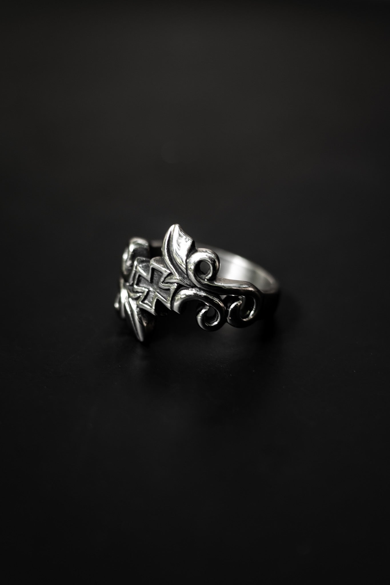 “Cruciata” Gothic Cross Ring – Baroque Silver Statement Ring, Unisex Medieval Jewelry, Non-Adjustable Alt Relic by Filth Generation