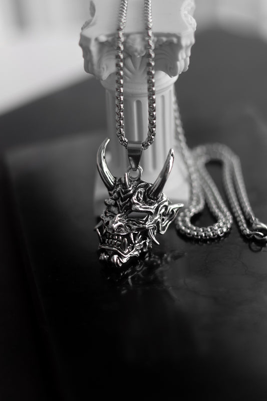 Horny Hannya Mask Pendant Necklace