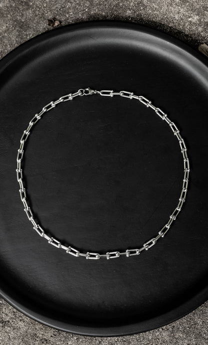 “Torque Chain” Industrial Necklace – Silver Grunge Choker, Alt Metal Jewelry, Techwear Statement Chain by Filth Generation