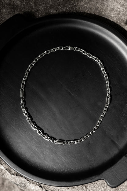 “Hardline” Industrial Chain Necklace – Silver Grunge Choker, Techwear Alt Jewelry, Unisex Metal Statement by Filth Generation