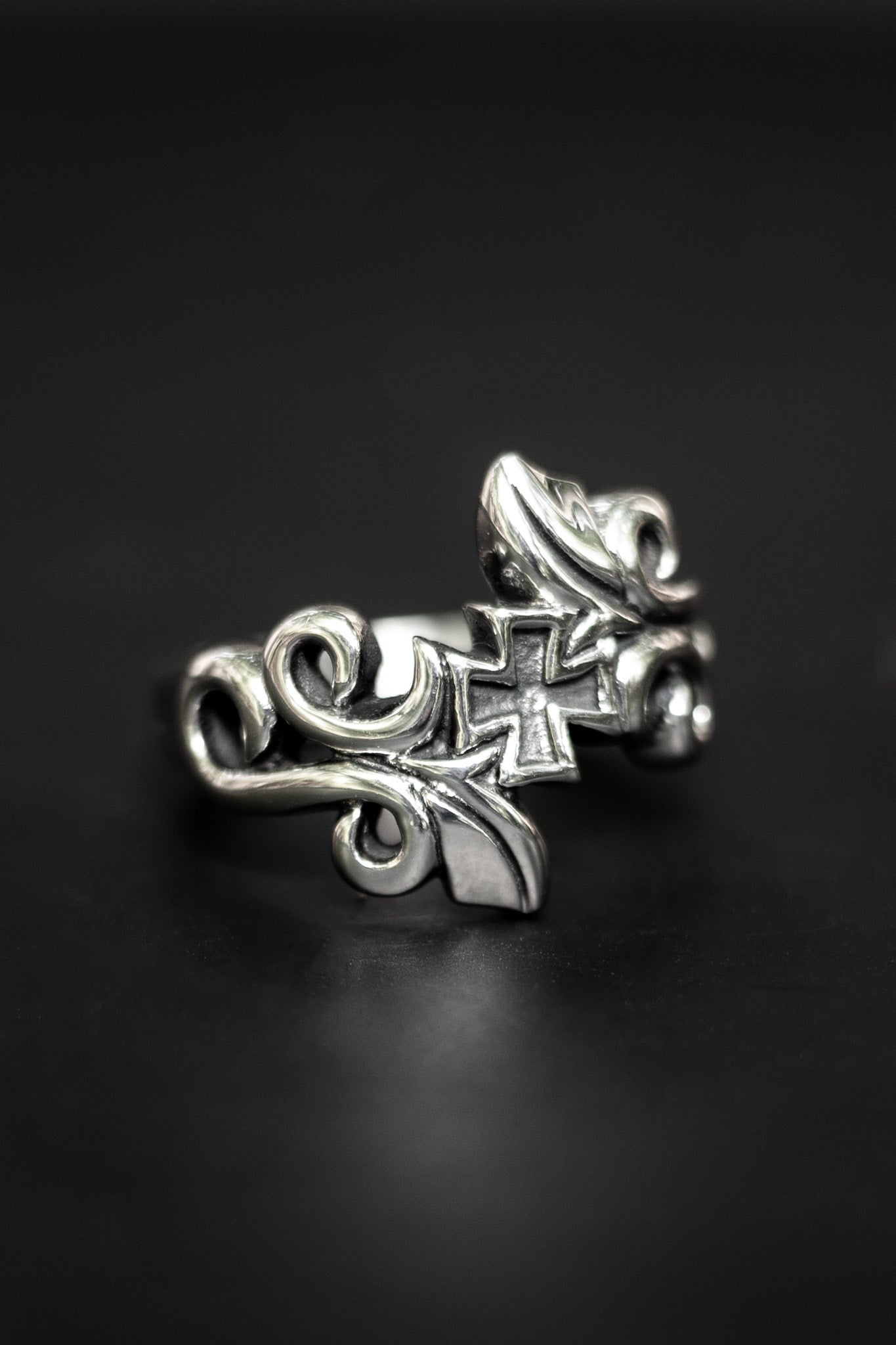 “Cruciata” Gothic Cross Ring – Baroque Silver Statement Ring, Unisex Medieval Jewelry, Non-Adjustable Alt Relic by Filth Generation