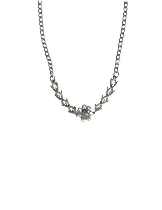 “Deadblossom” Pearl Skull Necklace – Gothic Baroque Choker, Dark Romance Alt Jewelry, Filth Generation Statement Piece