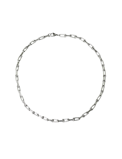 “Torque Chain” Industrial Necklace – Silver Grunge Choker, Alt Metal Jewelry, Techwear Statement Chain by Filth Generation