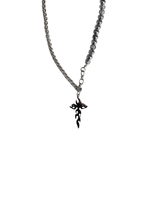 Ashreign Necklace – Tribal Dagger Pendant Chain & Bead Hybrid