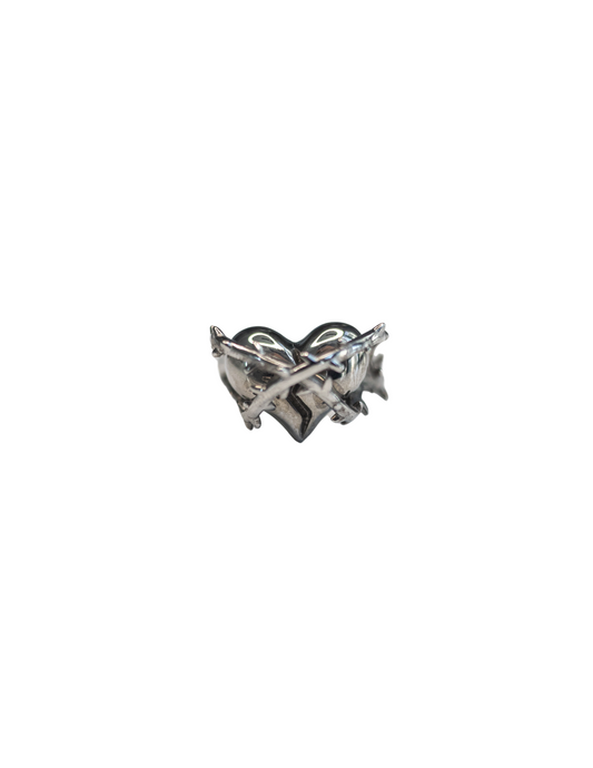 Mercybound Barbed Heart Ring – Gothic Silver Heart Ring with Barbed Wire