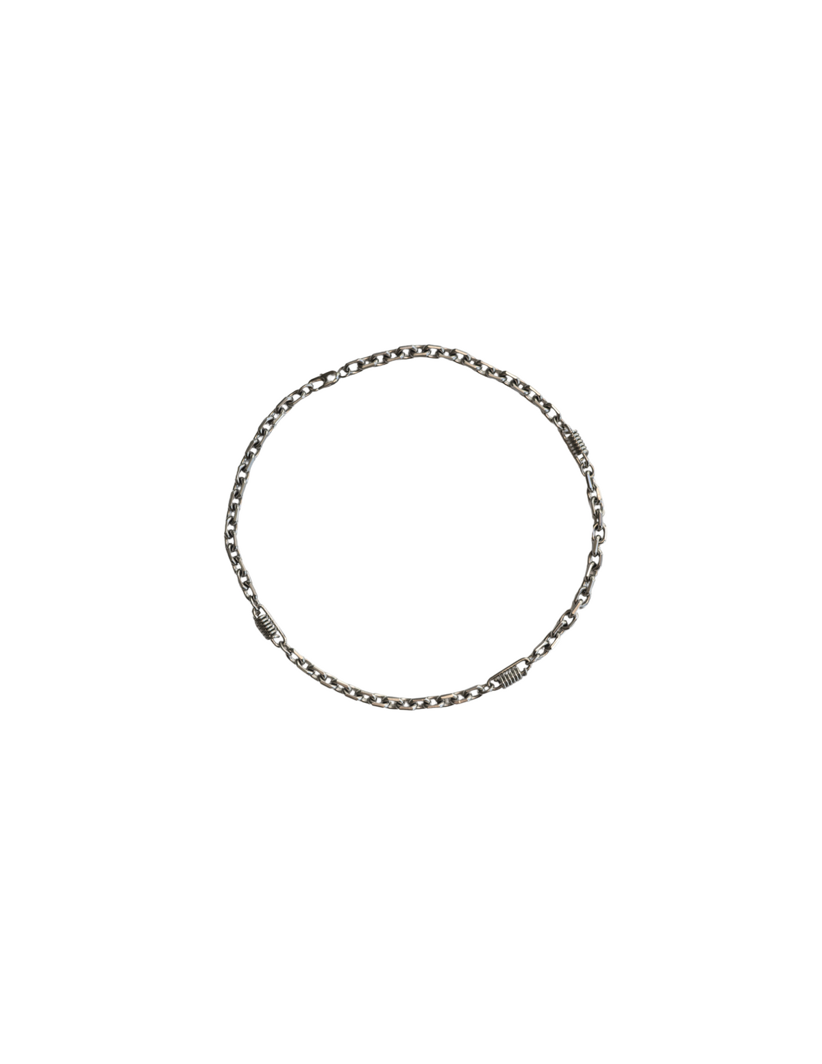 Coilhex Chain Necklace – Industrial Silver Choker with Coil