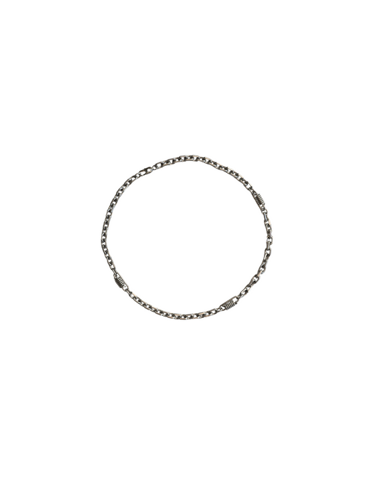Coilhex Chain Necklace – Industrial Silver Choker with Coil Details